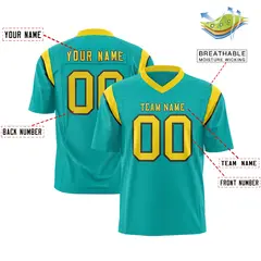 Aqua Gold Shoulder Cut Two-Tone Flag Football Jersey 2