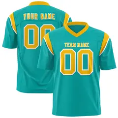 Aqua Gold Shoulder Cut Two-Tone Flag Football Jersey