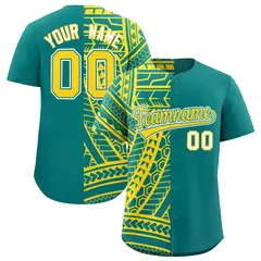 Aqua Gold Tribal Split Baseball Jersey 1