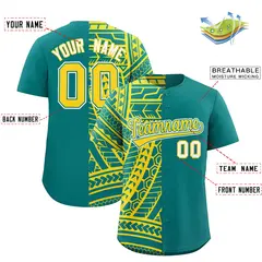 Aqua Gold Tribal Split Baseball Jersey 2