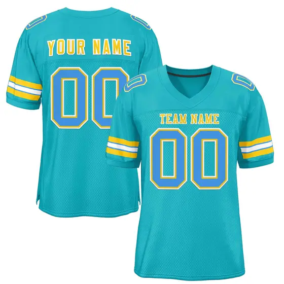 Aqua Gold-White Classic Authentic Football Jersey