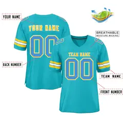 Aqua Gold-White Classic Authentic Football Jersey 2