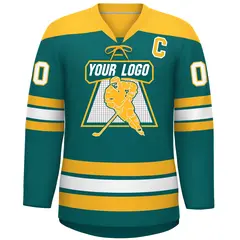 Aqua Gold White Classic Lace-Up Neck Hockey Jersey 3