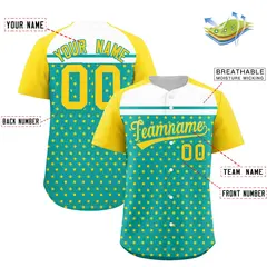 Aqua Gold-White Raglan Star Print Authentic Baseball Jersey 2