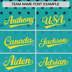Aqua Gold-White Raglan Star Print Authentic Baseball Jersey 3