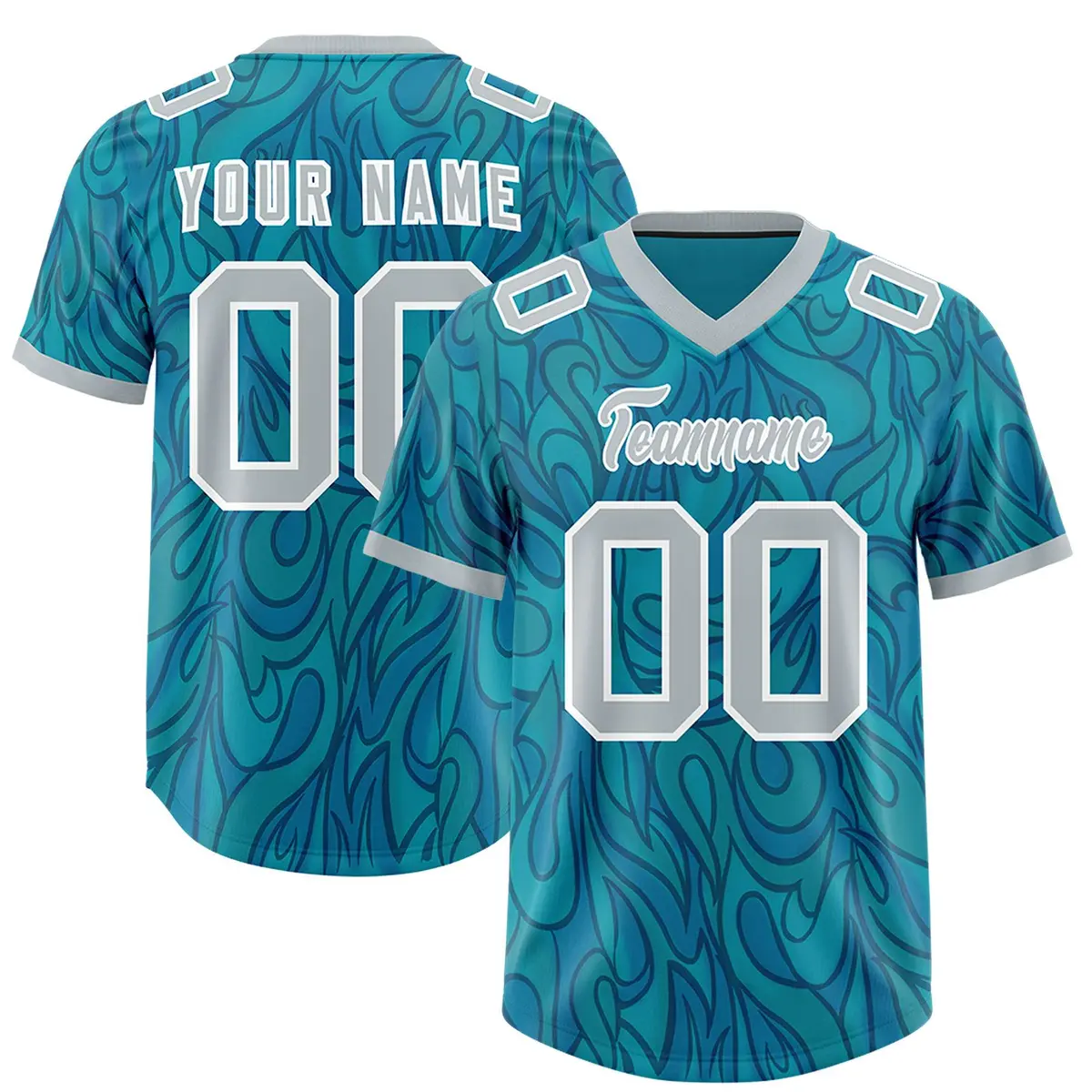 Aqua Graffiti Pattern Authentic Football Jersey
