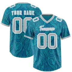Aqua Graffiti Pattern Authentic Football Jersey
