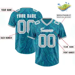 Aqua Graffiti Pattern Authentic Football Jersey 2