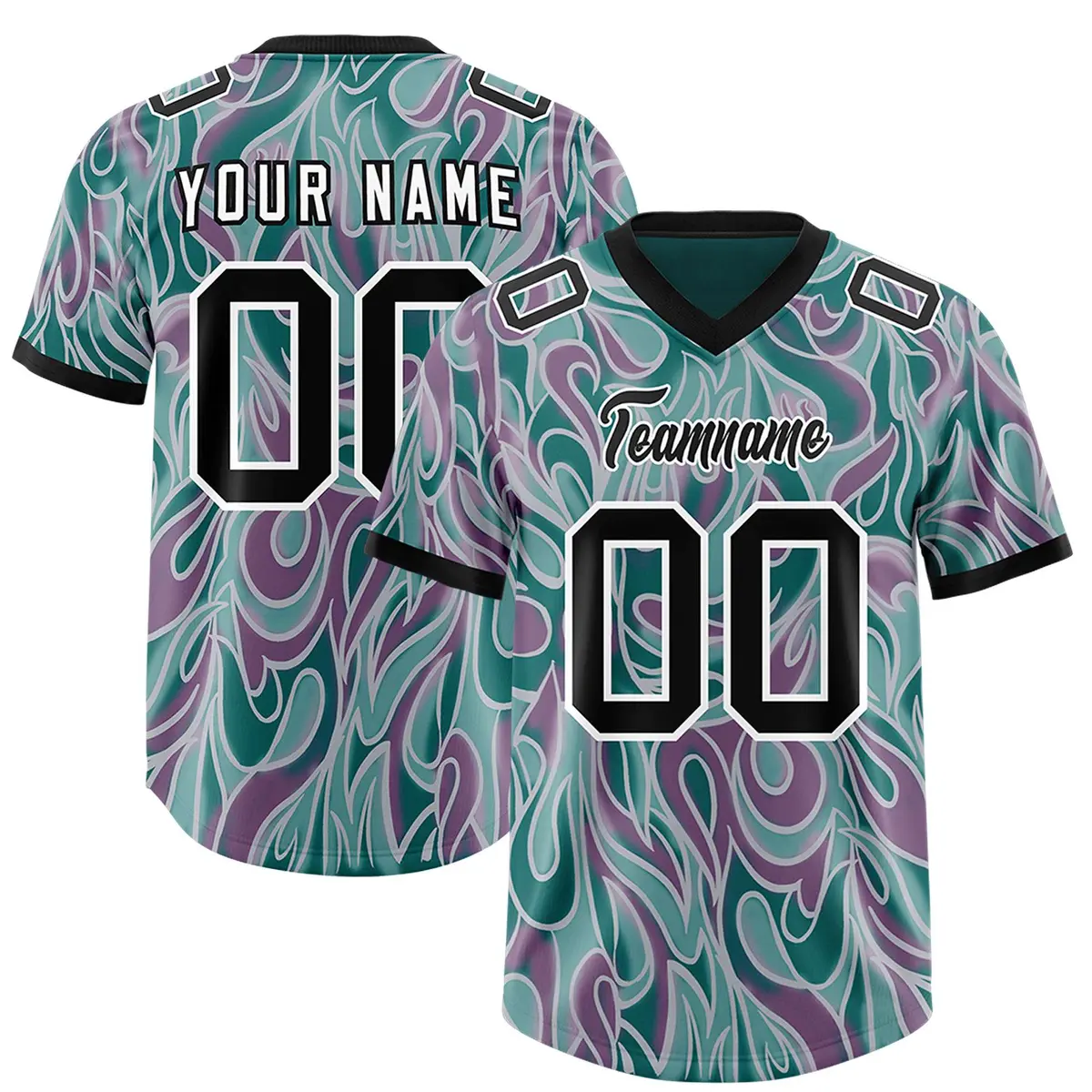 Aqua Graffiti Pattern Authentic Football Jersey