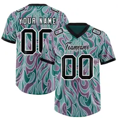 Aqua Graffiti Pattern Authentic Football Jersey