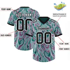 Aqua Graffiti Pattern Authentic Football Jersey 2