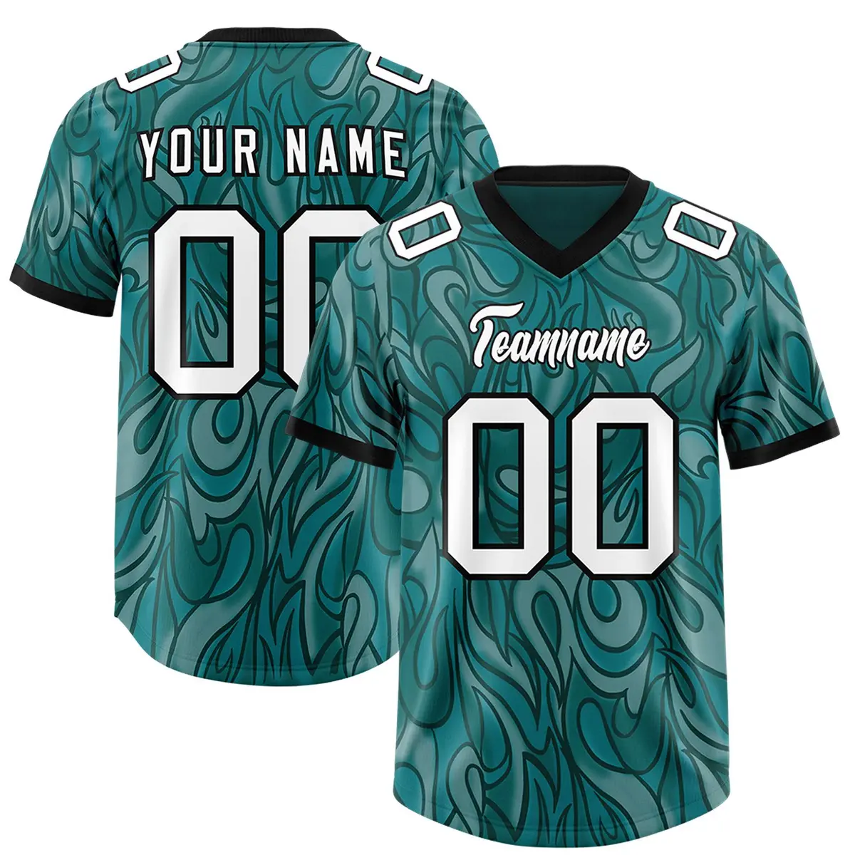 Aqua Graffiti Pattern Authentic Football Jersey