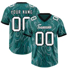 Aqua Graffiti Pattern Authentic Football Jersey 1