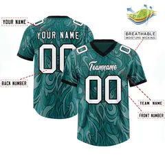 Aqua Graffiti Pattern Authentic Football Jersey 2