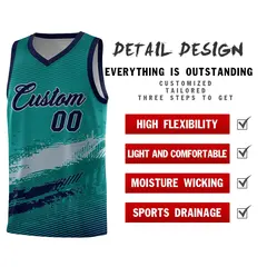 Aqua Gray and Navy Graffiti Basketball Jersey 2