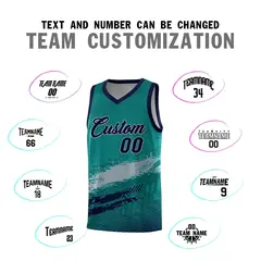 Aqua Gray and Navy Graffiti Basketball Jersey 4