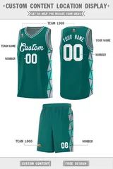 Aqua Gray-Aqua Triangle Splicing Basketball Jersey 2