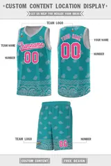Aqua Gray Cashew Pattern Basketball Jersey 26