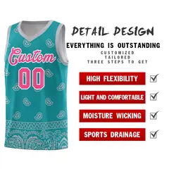 Aqua Gray Cashew Pattern Basketball Jersey 9