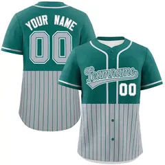 Aqua Gray Half Stripe Authentic Baseball Jersey 1