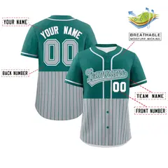 Aqua Gray Half Stripe Authentic Baseball Jersey 2