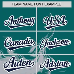 Aqua Gray Ink Pattern Authentic Baseball Jersey 3