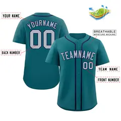 Aqua Gray-Navy Bull Classic Authentic Baseball Jersey 2