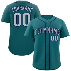 Aqua Gray-Navy Bull Classic Authentic Baseball Jersey 1