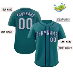 Aqua Gray-Navy Bull Classic Authentic Baseball Jersey 2