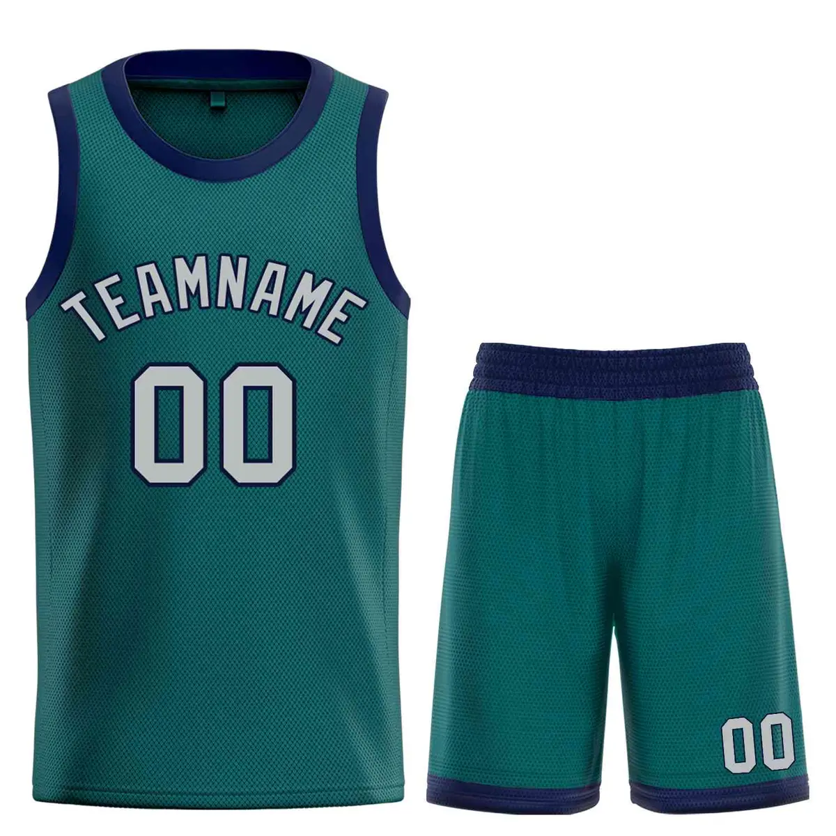 Aqua Gray-Navy Bull Classic Sets Curved Basketball Jersey