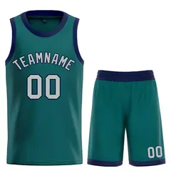 Aqua Gray-Navy Bull Classic Sets Curved Basketball Jersey