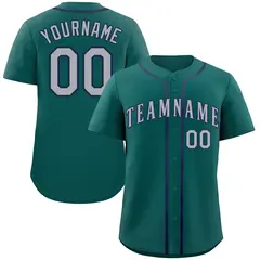Aqua Gray-Navy Classic Authentic Baseball Jersey 1