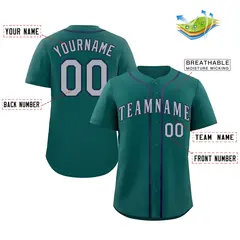 Aqua Gray-Navy Classic Authentic Baseball Jersey 2