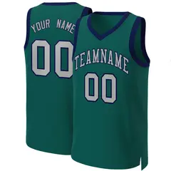 Aqua Gray-Navy Classic Basketball Jersey 1