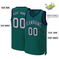 Aqua Gray-Navy Classic Basketball Jersey 2