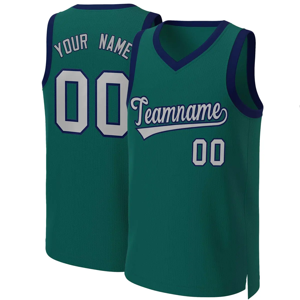 Aqua Gray-Navy Classic Basketball Jersey
