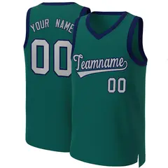 Aqua Gray-Navy Classic Basketball Jersey 1