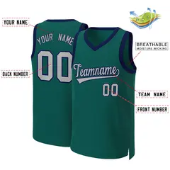 Aqua Gray-Navy Classic Basketball Jersey 2