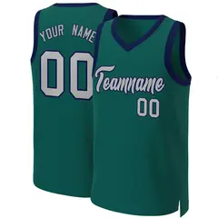 Aqua Gray-Navy Classic Basketball Jersey 1