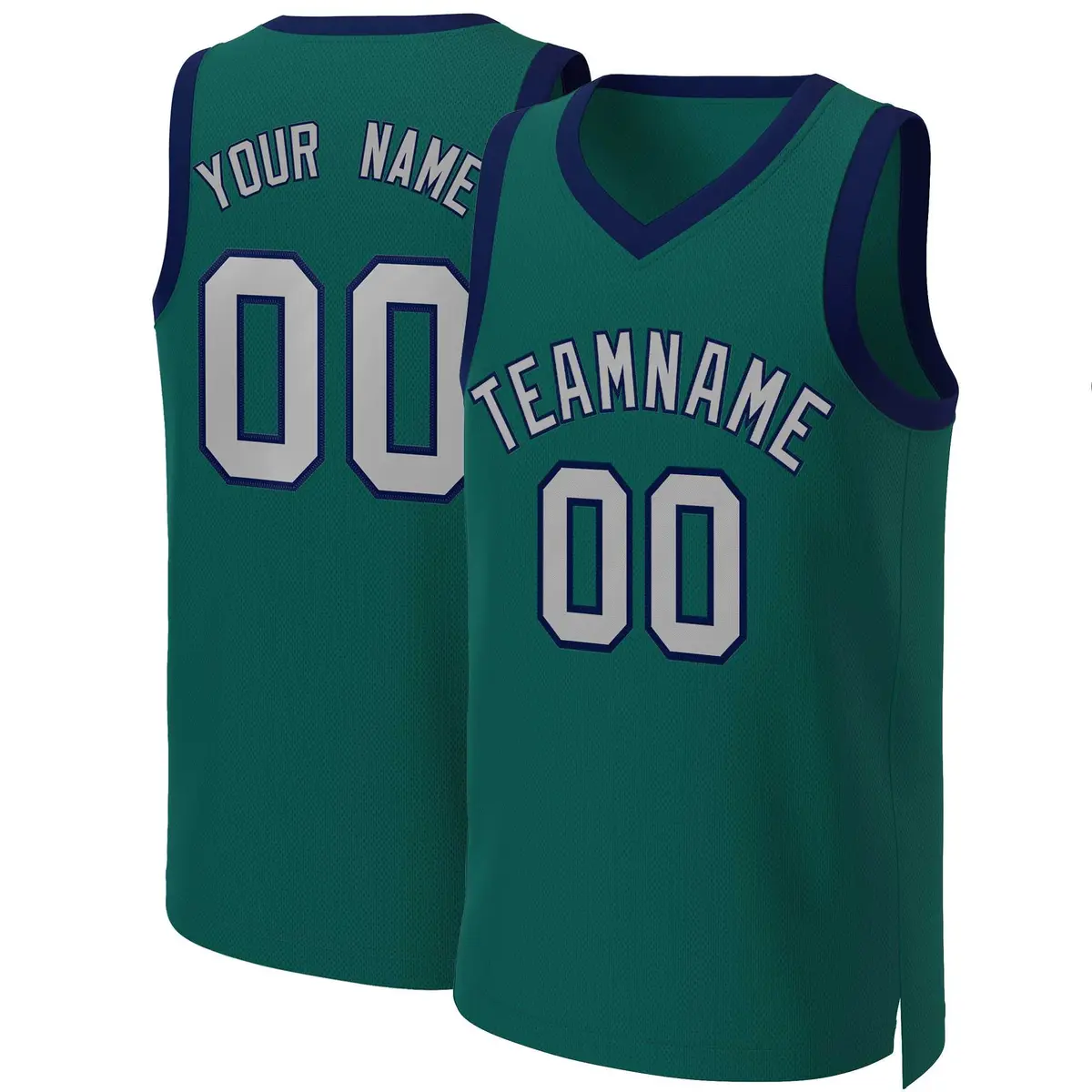 Aqua Gray-Navy Classic Basketball Jersey