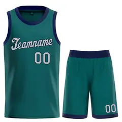 Aqua Gray-Navy Classic Sets Basketball Uniform Jersey
