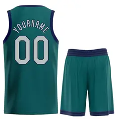Aqua Gray-Navy Classic Sets Basketball Uniform Jersey 2