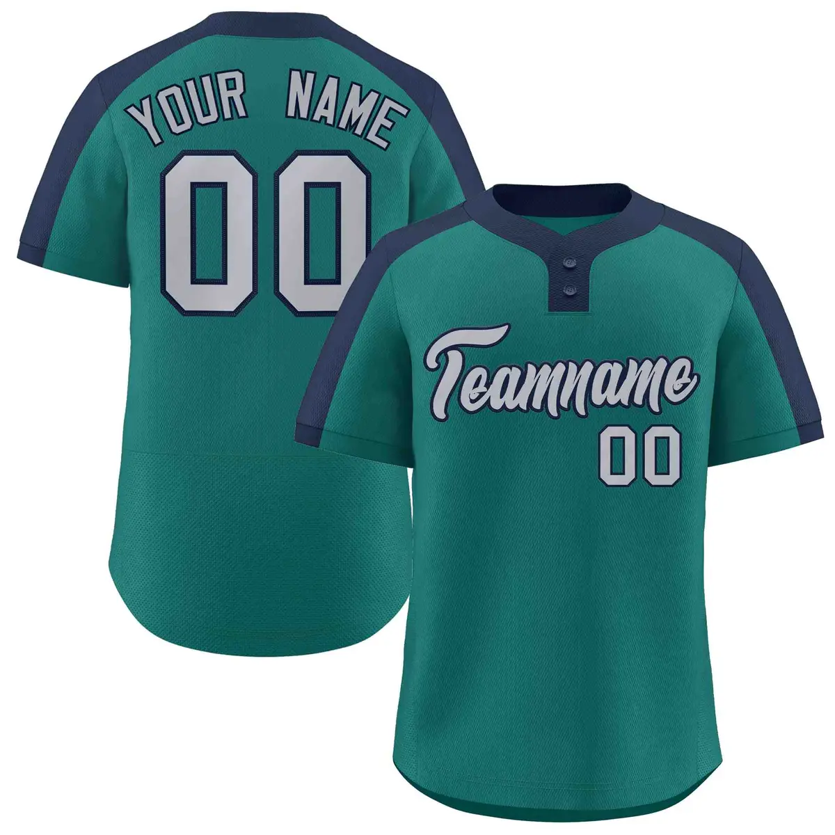 Aqua Gray-Navy Classic Two-Button Softball Jersey