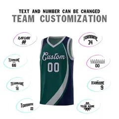 Aqua Gray-Navy Color Block Basketball Jersey 3
