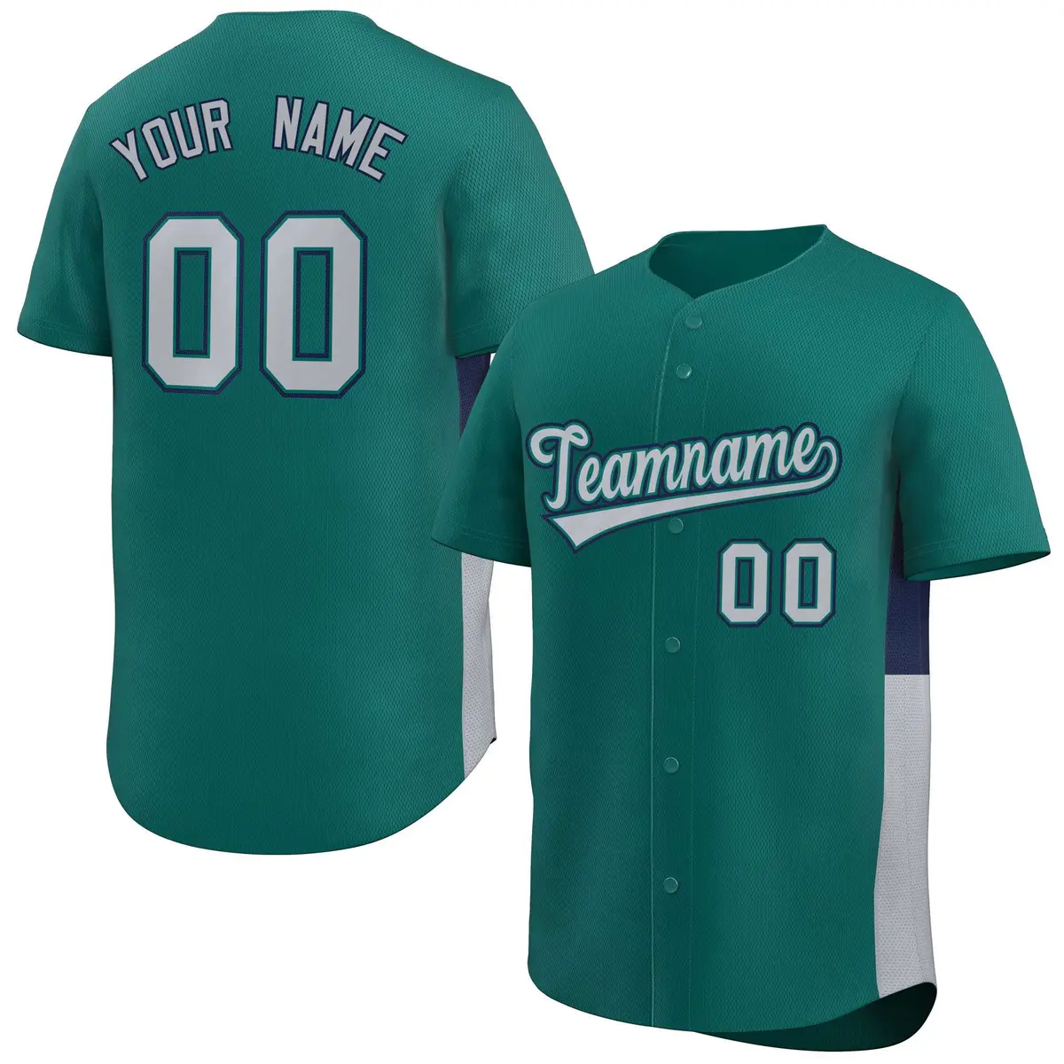 Aqua Gray-Navy Side Two-Tone Authentic Baseball Jersey