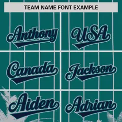 Aqua Gray Pinstripe Coconut Tree Baseball Jersey 3