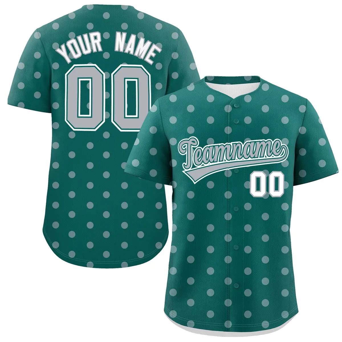 Aqua Gray Polka Dot Graffiti Authentic Baseball Jersey