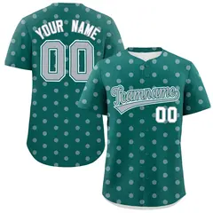 Aqua Gray Polka Dot Graffiti Authentic Baseball Jersey 1