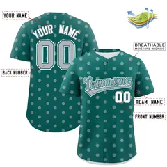 Aqua Gray Polka Dot Graffiti Authentic Baseball Jersey 2