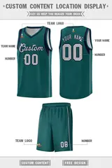 Aqua Gray-Royal Sleeve Color Block Basketball Jersey 2